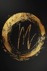 Canvas Print - A shiny golden ring featuring the letter M, suitable for jewelry or decoration