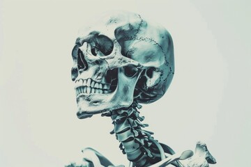 Wall Mural - A skeletal figure sits atop a motorcycle, ready for the ride ahead