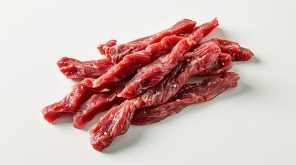 Canvas Print - A close-up view of raw beef placed on a white surface