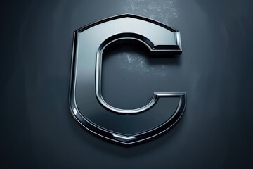 Wall Mural - A close-up of a shiny chrome letter C on a black background, great for highlighting or decorating