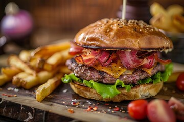 Poster - Close up of a delicious hamburger