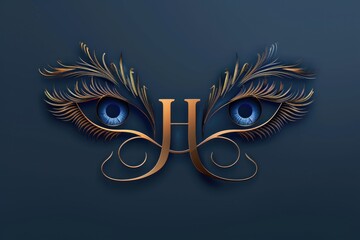 Wall Mural - A colorful logo featuring a pair of eyes surrounded by blue and gold