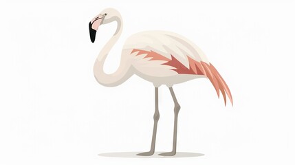 Sticker -   A pink flamingo stands on its legs with its head turned to the side