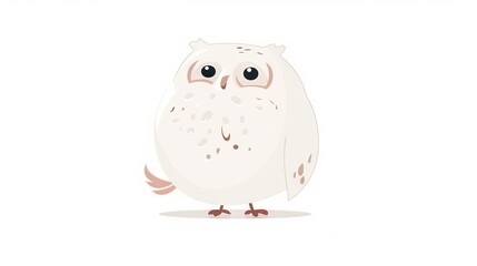 Poster -   A white owl perched on one leg, gazes solemnly into the lens