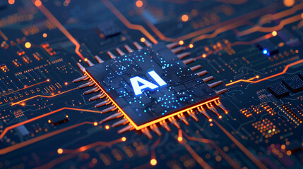 Wall Mural - Close up of a microchip powering up, symbolizing the growing capabilities of ai