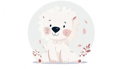 Poster -   A snowy pup with a rosy snout perched before a clear orb surrounded by foliage