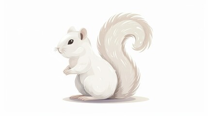 Wall Mural -   A white squirrel stands tall with its front paws on its hind legs and back paws on its belly