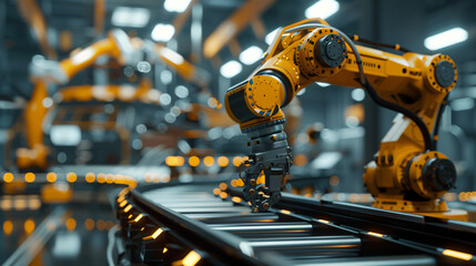 Aufkleber - Robotic arm working on an assembly line, symbolizing modern industrial automation