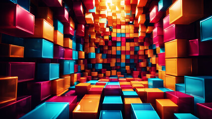 Wall Mural - a vibrant abstract background with overlapping translucent boxes of various sizes and colors, creati