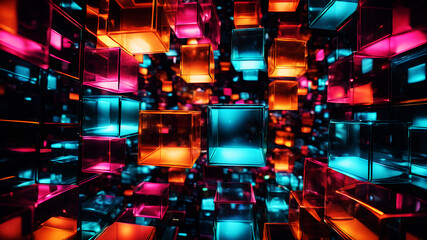 Wall Mural - a vibrant abstract background with overlapping translucent boxes of various sizes and colors, creati