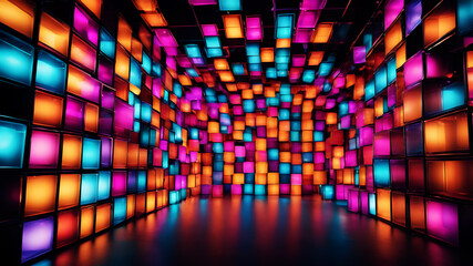 Wall Mural - a vibrant abstract background with overlapping translucent boxes of various sizes and colors, creati