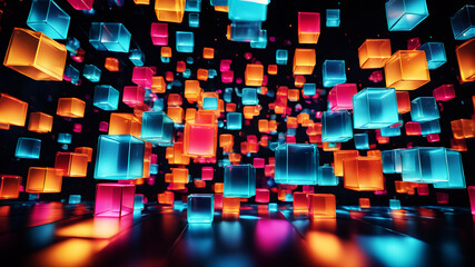 Wall Mural - a vibrant abstract background with overlapping translucent boxes of various sizes and colors, creati