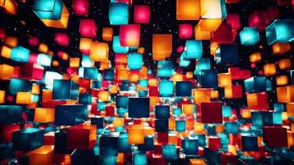 Wall Mural - a vibrant abstract background with overlapping translucent boxes of various sizes and colors, creati