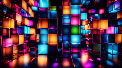 Wall Mural - a vibrant abstract background with overlapping translucent boxes of various sizes and colors, creati