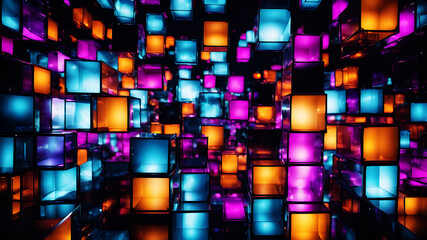 Wall Mural - a vibrant abstract background with overlapping translucent boxes of various sizes and colors, creati