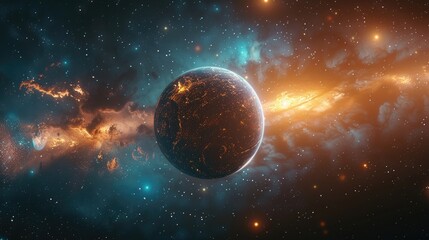 Wall Mural - an imaginary celestial body in the vast expanse of the universe