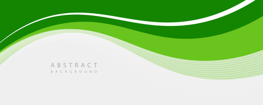 Abstract White and Green wave wide background banner