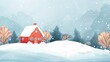 © MUCHIB - A red house with a chimney sits on a snowy hill