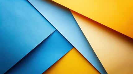 Wall Mural - Colorful Geometric Paper Flat Lay with Blue and Yellow Tones - Abstract Background Composition