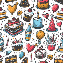 Wall Mural - seamless pattern with sweets