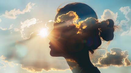 Canvas Print - generative ai art depicting a woman's mental well-being influenced by weather patterns.