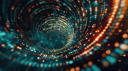 Binary code swirling in digital vortex