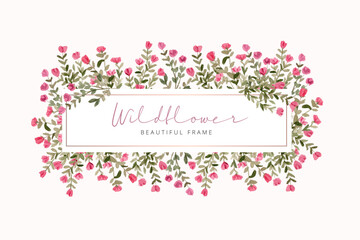 Wall Mural - pink green floral watercolor frame