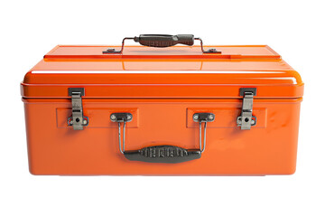 Orange Metal Toolbox with Black Handles