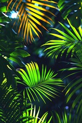 Wall Mural -  Tropical leaves in lush green hues