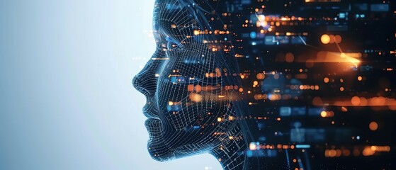 Face of futuristic and Innovative. Digital Transformation AI and Automation