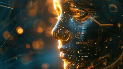 Face of futuristic and Innovative. Digital Transformation AI and Automation