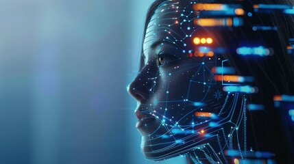 Face of futuristic and Innovative. Digital Transformation AI and Automation