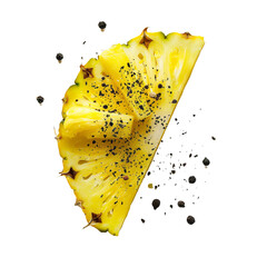 Poster - slice of pineapple with pepper sprinkled on it isolated on white background