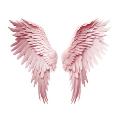 Wall Mural - soft pink angel wings on white isolated background, png