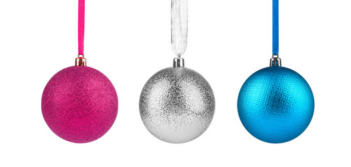 Wall Mural - Decorative Christmas balls isolated on white, set