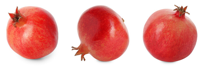 Sticker - Fresh ripe pomegranates isolated on white, set