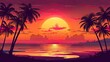 © Rustam - Sunset background with palm trees.