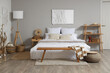 © Pixel-Shot - Modern interior of bedroom with picture on wall