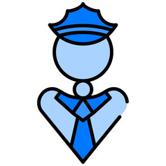 Wall Mural - Policeman Avatar Blue Filled