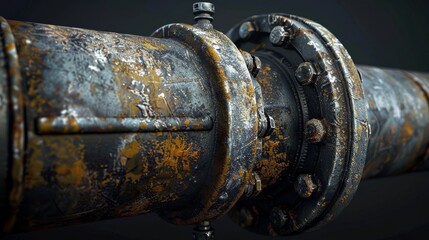 Rusted pipe on a rocky ground for industrial or grunge themed designs