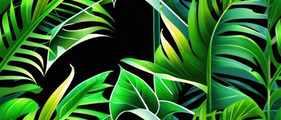 Wall Mural - tropical forest leaf background. tropical leaves backdrop