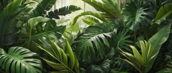 Wall Mural - tropical forest leaf background. tropical leaves backdrop