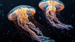 © Ghulam - Jellyfish swimming in dark sea