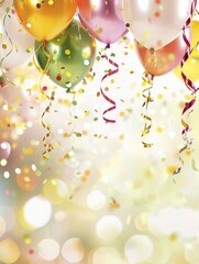 Canvas Print - Colorful balloons and confetti for a celebration