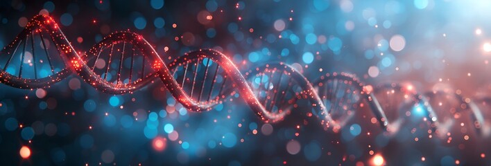 DNA Gene Helix Background, 3D Abstract Molecule Medical Biotechnology, Genetic Science Cell Structure, Blue Digital Futuristic Concept, Biology Research, Human Health Technology, DNA Medical Biotech