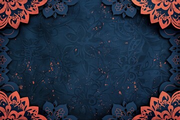 Wall Mural - beautiful coral and navy blue desktop wallpaper background by islamic elegant ornament 