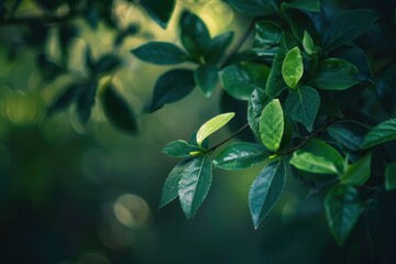 Poster - Lush green foliage with bokeh background