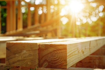 Sticker - Wooden planks in sunlit forest