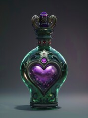 Wall Mural - Ornate fantasy potion bottle with glowing heart