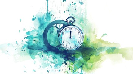 Vintage alarm clock in watercolor style for time related designs